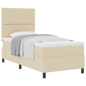 Boxspringbett mit Kopfteil Creme 90 x 200 cm Stoff