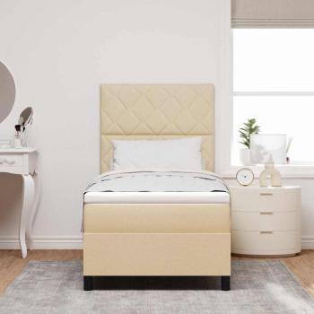 Boxspringbett mit Kopfteil Creme 90 x 200 cm Stoff