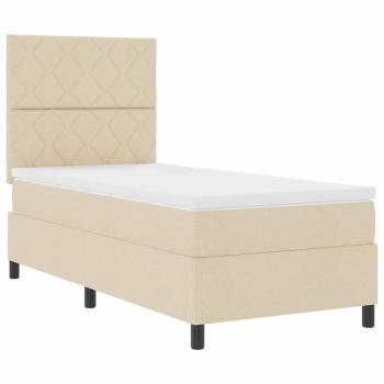 Boxspringbett mit Kopfteil Creme 90 x 200 cm Stoff