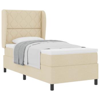 Boxspringbett mit Kopfteil Creme 90 x 200 cm Stoff