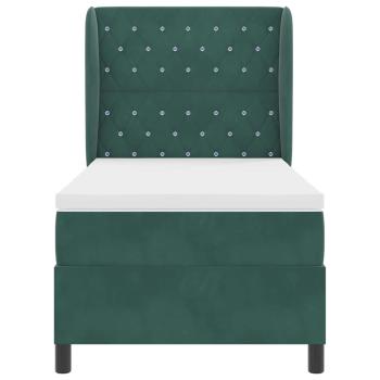 Boxspringbett mit Matratze Dunkelgrün 190 x 90 cm Samt
