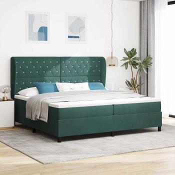 ARDEBO.de - Boxspringbett mit Kopfteil Dunkelgrün 200 x 200 cm Samt