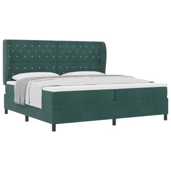 Boxspringbett mit Kopfteil Dunkelgrün 200 x 200 cm Samt