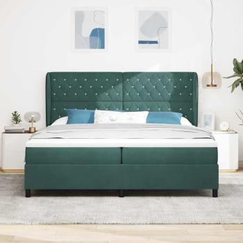 Boxspringbett mit Kopfteil Dunkelgrün 200 x 200 cm Samt