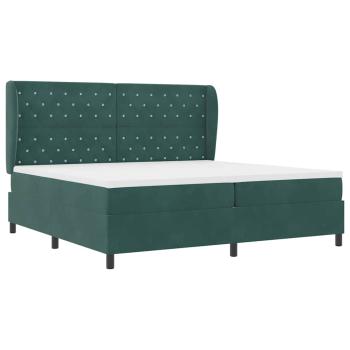 Boxspringbett mit Kopfteil Dunkelgrün 200 x 200 cm Samt