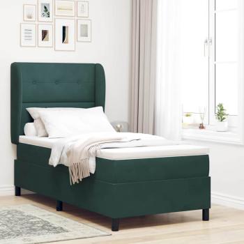 ARDEBO.de - Boxspringbett mit Kopfteil Dunkelgrün 190 x 90 cm Samt