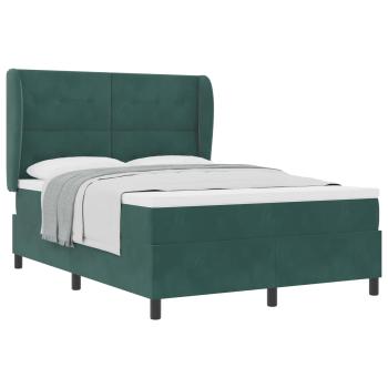 Boxspringbett mit Kopfteil Dunkelgrün 190 x 140 cm Samt