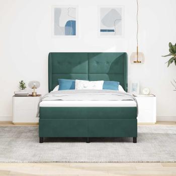 Boxspringbett mit Kopfteil Dunkelgrün 200 x 140 cm Samt