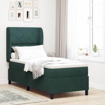 ARDEBO.de - Boxspringbett mit Kopfteil Dunkelgrün 200 x 80 cm Samt