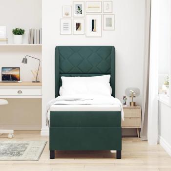 Boxspringbett mit Kopfteil Dunkelgrün 200 x 80 cm Samt