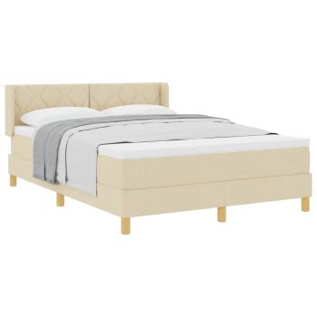 Boxspringbett mit Kopfteil Creme 200 x 160 cm Stoff