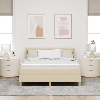 Boxspringbett mit Kopfteil Creme 200 x 160 cm Stoff