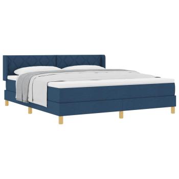 Boxspringbett mit Kopfteil Blau 200 x 180 cm Stoff