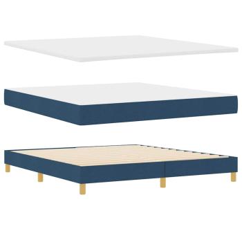 Boxspringbett mit Kopfteil Blau 200 x 180 cm Stoff
