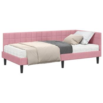 Eckbettgestell mit Matratze 2 stk. Rosa 90 x 200 cm Samt