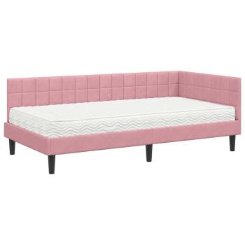 Eckbettgestell mit Matratze 2 stk. Rosa 90 x 200 cm Samt