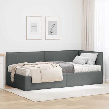 ARDEBO.de - Eckbettgestell mit Matratze 2 stk. Dunkelgrau 90 x 190 cm Samt