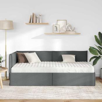 Eckbettgestell mit Matratze 2 stk. Dunkelgrau 90 x 190 cm Samt
