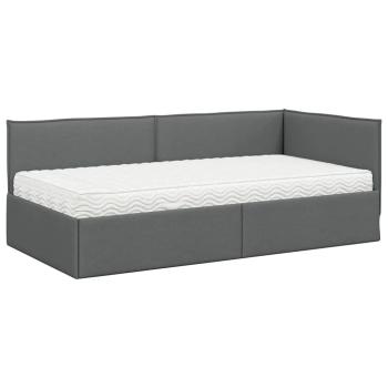 Eckbettgestell mit Matratze 2 stk. Dunkelgrau 90 x 190 cm Samt