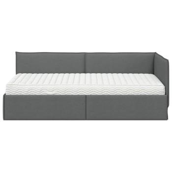 Eckbettgestell mit Matratze 2 stk. Dunkelgrau 90 x 190 cm Samt