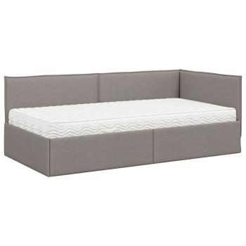 Eckbettgestell mit Matratze 2 stk. Taupe 90 x 190 cm Samt