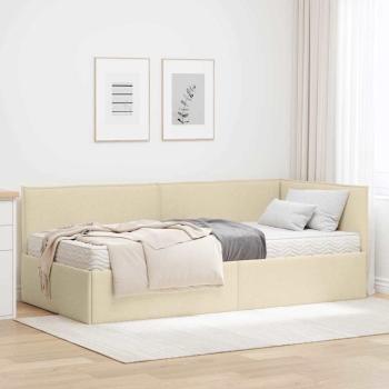 ARDEBO.de - Eckbettgestell mit Matratze 2 stk. Creme 90 x 190 cm Samt