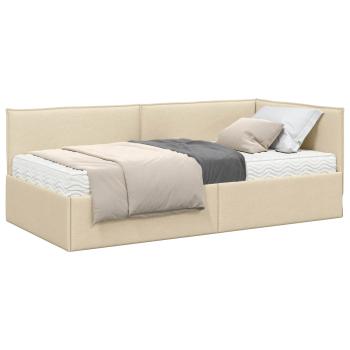Eckbettgestell mit Matratze 2 stk. Creme 90 x 190 cm Samt