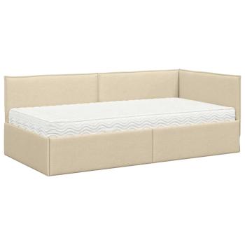 Eckbettgestell mit Matratze 2 stk. Creme 90 x 190 cm Samt