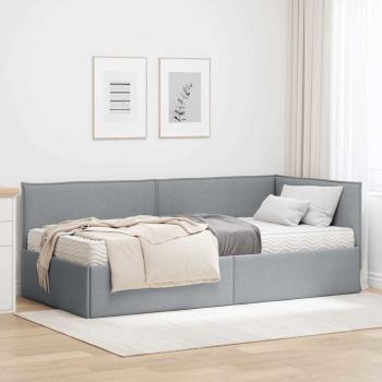 ARDEBO.de - Eckbettgestell mit Matratze 2 stk. Hellgrau 90 x 200 cm Samt