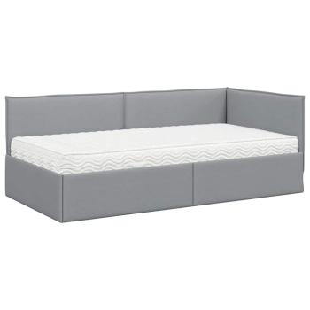 Eckbettgestell mit Matratze 2 stk. Hellgrau 90 x 200 cm Samt