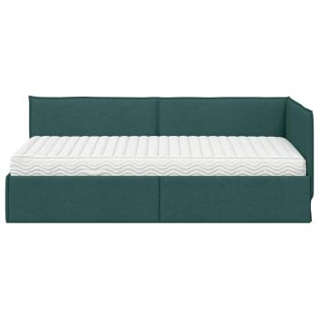 Eckbettgestell mit Matratze 2 stk. Dunkelgrün 90 x 200 cm Samt