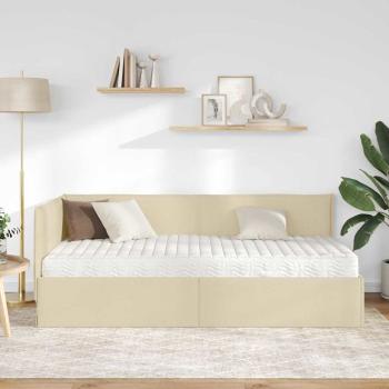 Eckbettgestell mit Matratze 2 stk. Creme 90 x 200 cm Samt