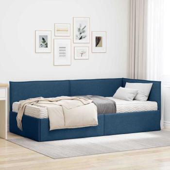 ARDEBO.de - Eckbettgestell mit Matratze 2 stk. Blau 90 x 200 cm Samt