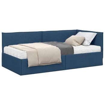 Eckbettgestell mit Matratze 2 stk. Blau 90 x 200 cm Samt