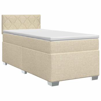 Boxspringbett mit Matratze mit Kopfteil Creme 90 x 200 cm Stoff