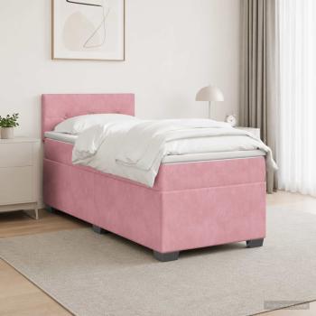 ARDEBO.de - Boxspringbett mit Matratze mit Kopfteil Rosa 90 x 200 cm Samt