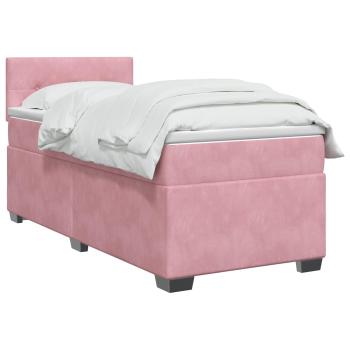 Boxspringbett mit Matratze mit Kopfteil Rosa 90 x 200 cm Samt