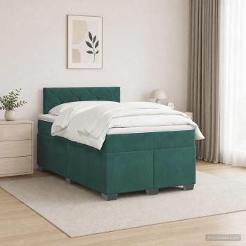 ARDEBO.de - Boxspringbett mit Matratze Dunkelgr?n 120 x 200 cm Samt