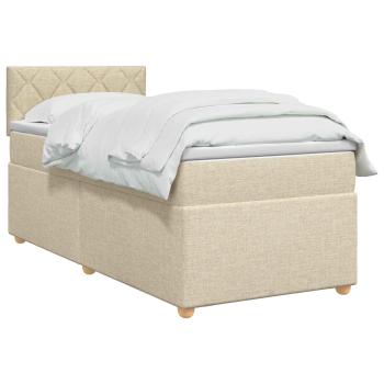 Boxspringbett mit Matratze mit Kopfteil Creme 90 x 190 cm Stoff