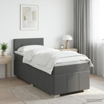 ARDEBO.de - Boxspringbett mit Matratze Dunkelgrau 90 x 190 cm Stoff