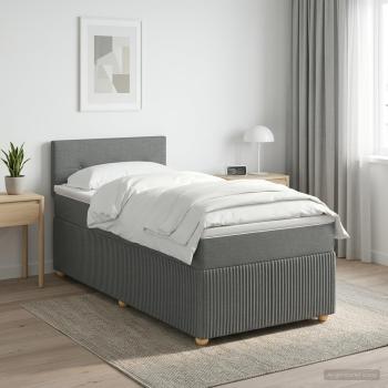 ARDEBO.de - Boxspringbett mit Matratze Dunkelgrau 90 x 200 cm Stoff