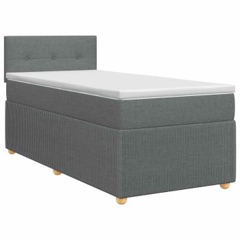 Boxspringbett mit Matratze Dunkelgrau 90 x 200 cm Stoff