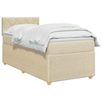 Boxspringbett mit Matratze mit Kopfteil Creme 90 x 200 cm Stoff