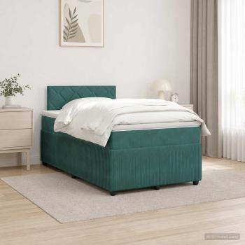 ARDEBO.de - Boxspringbett mit Matratze Dunkelgr?n 120 x 200 cm Samt