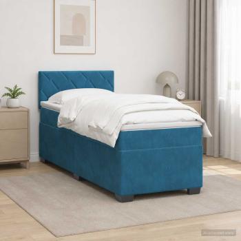 ARDEBO.de - Boxspringbett mit Matratze und LED Blau 90 x 200 cm Samt