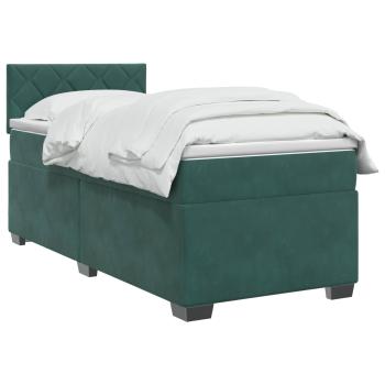 Boxspringbett mit Matratze und LED Dunkelgrün 100 x 200 cm Samt