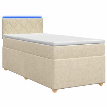 Boxspringbett mit Matratze mit Kopfteil Creme 90 x 200 cm Stoff