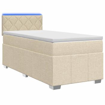 Boxspringbett mit Matratze mit Kopfteil Creme 90 x 200 cm Stoff