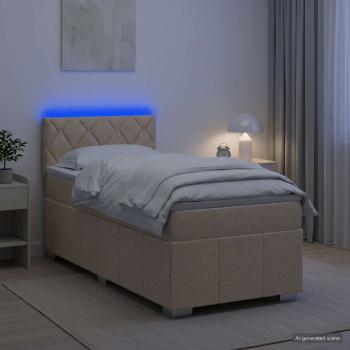Boxspringbett mit Matratze mit Kopfteil Creme 90 x 200 cm Stoff