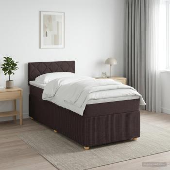 Boxspringbett mit Matratze Dunkelbraun 90 x 200 cm Stoff